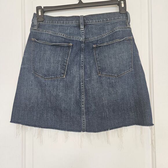 J. Crew Raw Hem Blue Jean/Denim Skirt in medium wash size 28 Grunge Hippie - Picture 3 of 8
